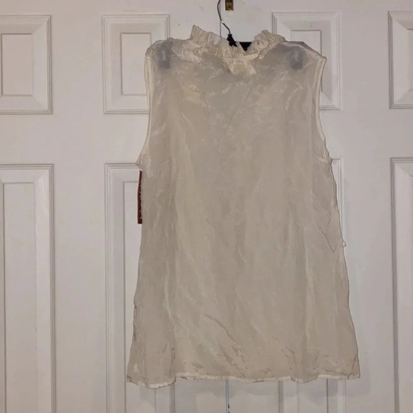 Merona a sheer silky ruffle VNeck muscle sleeveless blouse Sz XL - Picture 2 of 9
